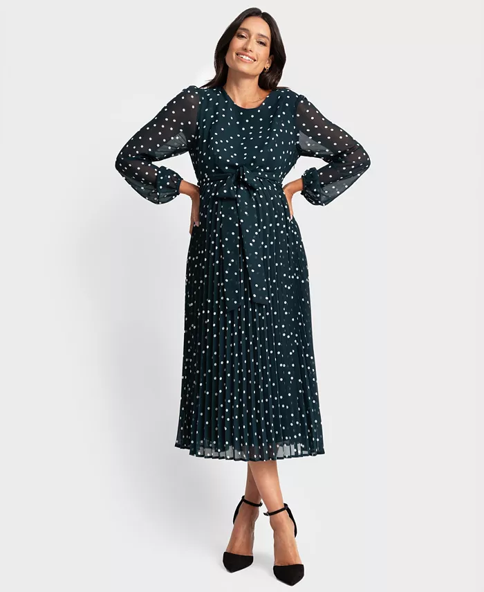 Seraphine Women's Maternity Pleated Spot Dress Women's Fashion Shoes & Accessories
