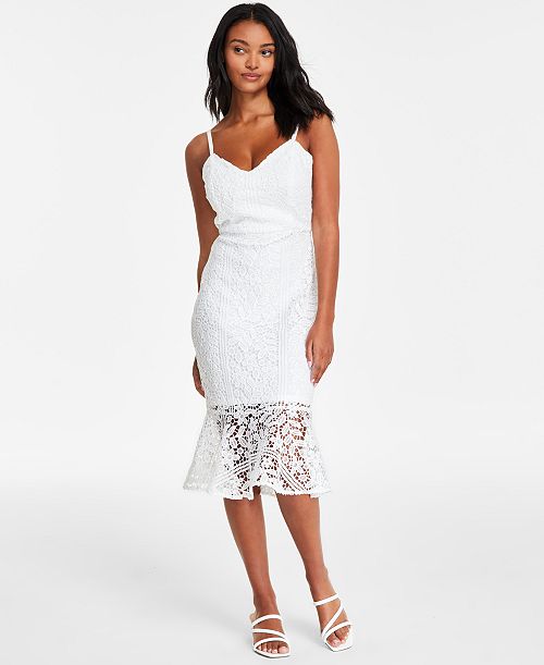 Siena Women's Floral-Lace V-Neck Sleeveless Midi Lace Dress Women's Fashion Shoes & Accessories