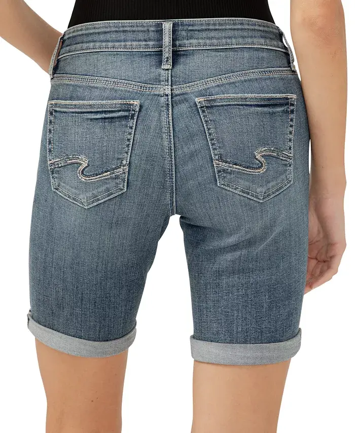Silver Jeans Co. Women's Elyse Mid-Rise Bermuda Shorts Juniors'