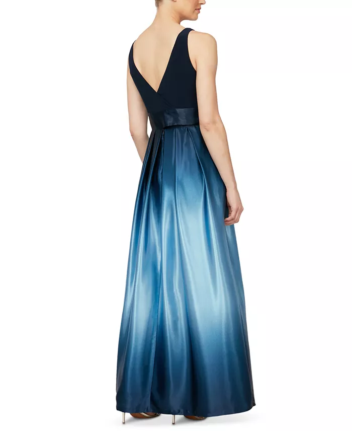 SL Fashions Ombré Satin Bow Sash Gown Women's Fashion Shoes & Accessories