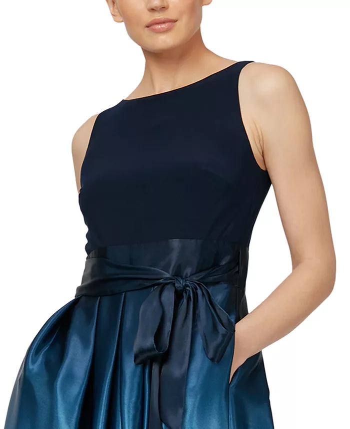 SL Fashions Ombré Satin Bow Sash Gown Women's Fashion Shoes & Accessories