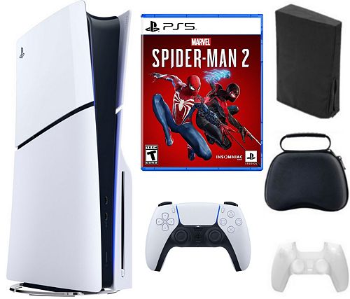 Sony PS5 - Playstation 5 Slim Disc Bundle With Accessories and Spiderman Game Electronics