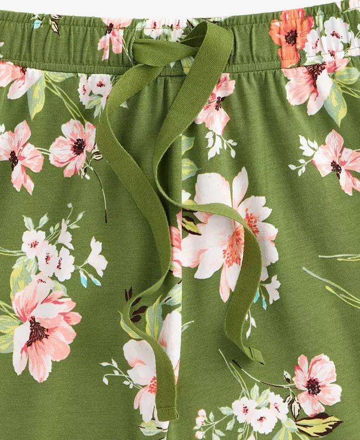 State Of Day Women's Floral Knit Drawstring Shorts XS-3X Exclusively At Macy's Women's Fashion Shoes & Accessories