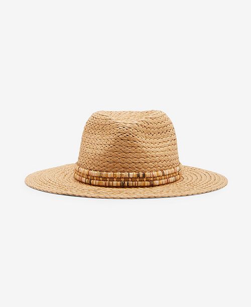 Steve Madden H-Reina Lux Spectrum Shine-Trim Panama Hat Women's Fashion Shoes & Accessories