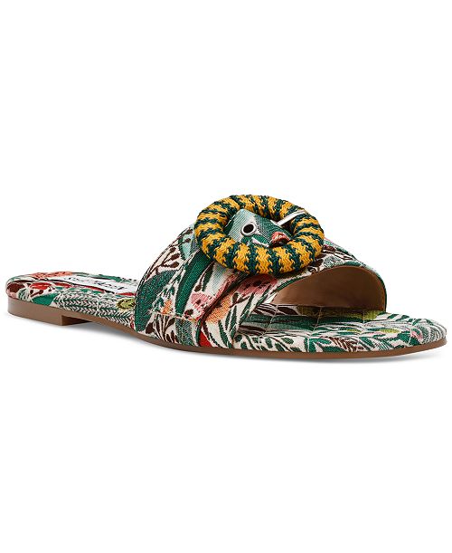 Steve Madden Women's Merla Raffia Buckle Slide Sandals Women's Fashion Shoes & Accessories