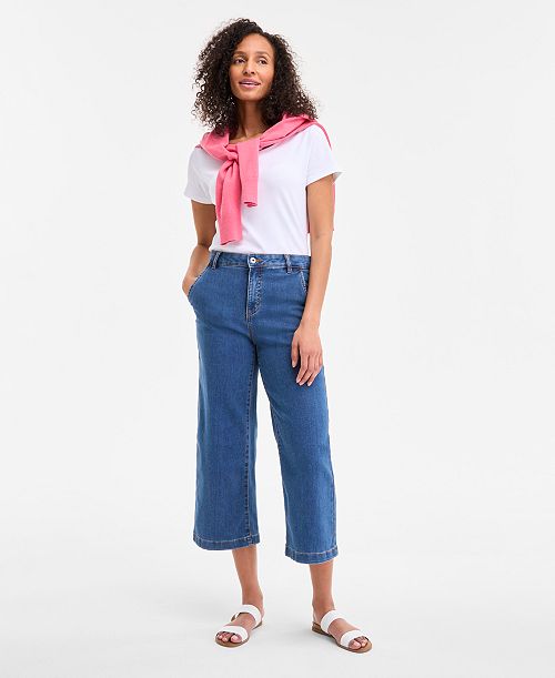 Style & Co Petite High-Rise Cropped Wide-Leg Jeans Exclusively at Macy's Women's Fashion Shoes & Accessories