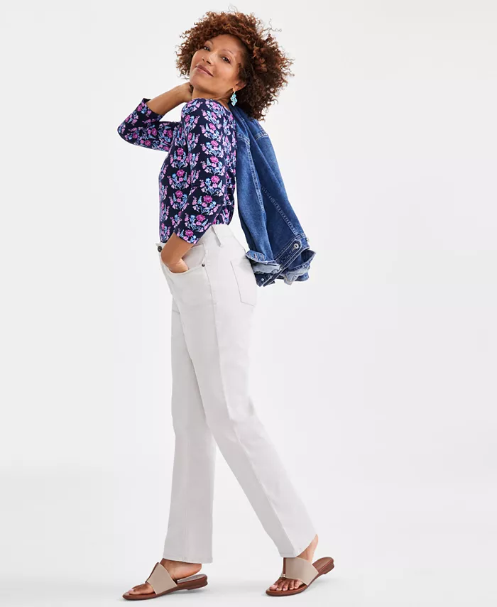 Style & Co Petite High Rise Natural Straight-Leg Jeans Created For Macy's Women's Fashion Shoes & Accessories