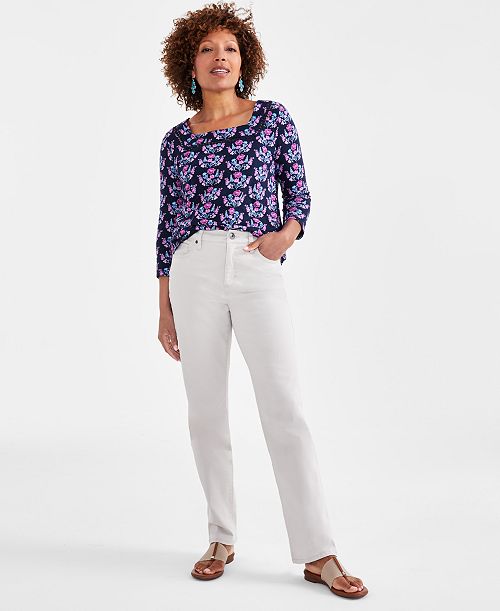 Style & Co Petite High Rise Natural Straight-Leg Jeans Created for Macy's Women's Fashion Shoes & Accessories