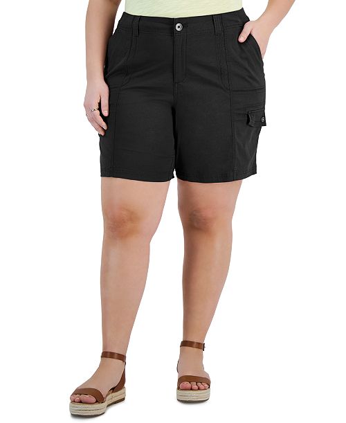 Style & Co Plus Size Comfort-Waist Cargo Shorts Created For Macy's Women's Fashion Shoes & Accessories