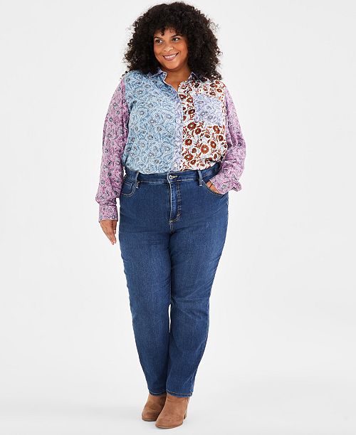 Style & Co Plus Size High-Rise Straight-Leg Jeans Exclusively at Macy's Women's Fashion Shoes & Accessories