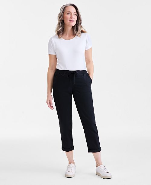 Style & Co Pull-On Cuffed Twill PantsWomen's Pull On Cuffed Pants Regular & Petite Created For Macy's Women's Fashion Shoes & Accessories