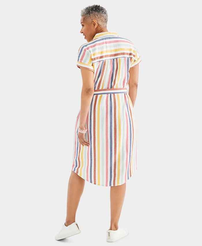 Style & Co Women's Cotton Gauze Short-Sleeve Shirt Dress Created For Macy's Women's Fashion Shoes & Accessories