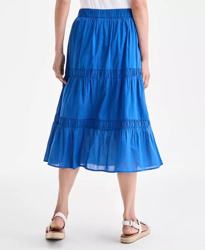 Style & Co Women's Cotton Lace Pull On Tiered Skirt Exclusively At Macy's Women's Fashion Shoes & Accessories