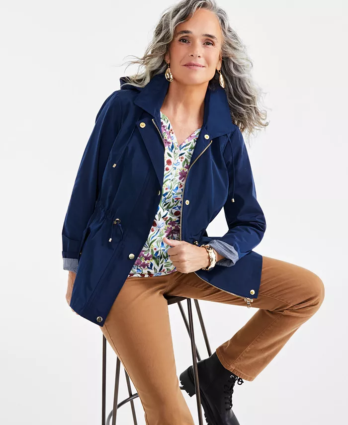 Style & Co Women's Hooded Anorak Created For Macy's Women's Fashion Shoes & Accessories