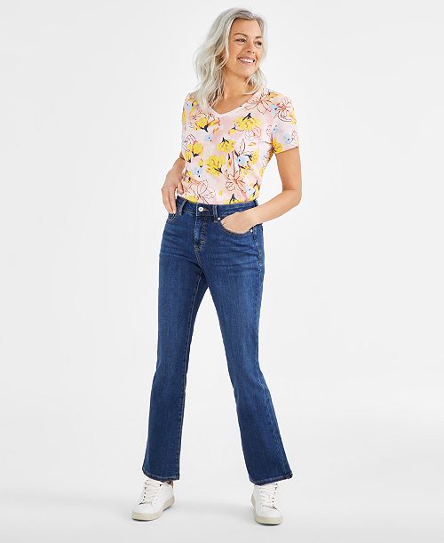 Style & Co Women's Mid-Rise Curvy Bootcut Jeans Regular Short And Long Lengths Created For Macy's Women's Fashion Shoes & Accessories