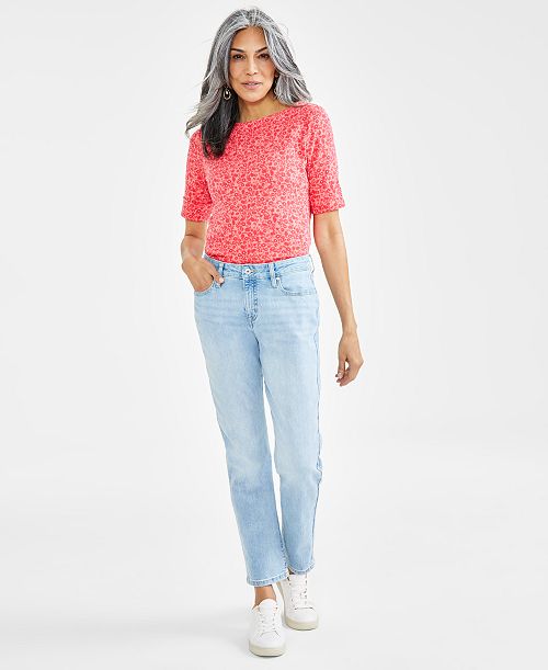 Style & Co Women's Mid-Rise Relaxed Girlfriend Jeans Created For Macy's Women's Fashion Shoes & Accessories