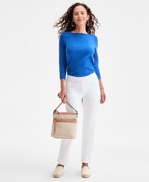 Style & Co Women's Mid-Rise Straight Pull-On Jeans Exclusively at Macy's Women's Fashion Shoes & Accessories