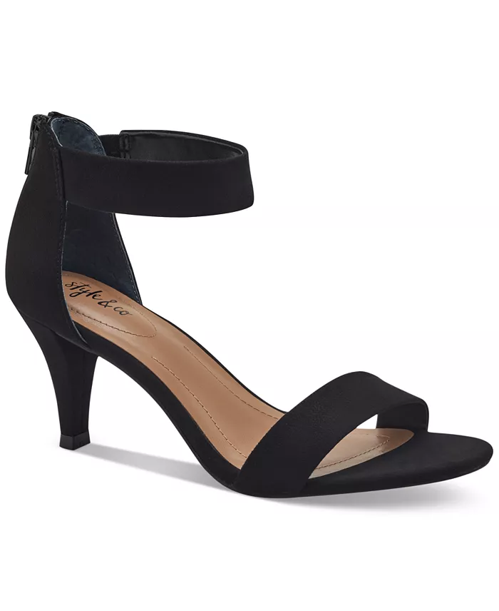 Style & Co Women's Paycee Two-Piece Mid-Heel Dress Sandals Created For Macy's Women's Fashion Shoes & Accessories