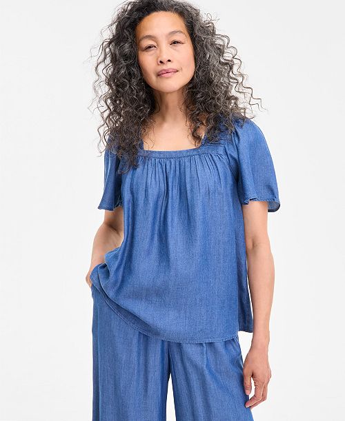 Style & Co Women's Square-Neck Top Exclusively at Macy's Women's Fashion Shoes & Accessories