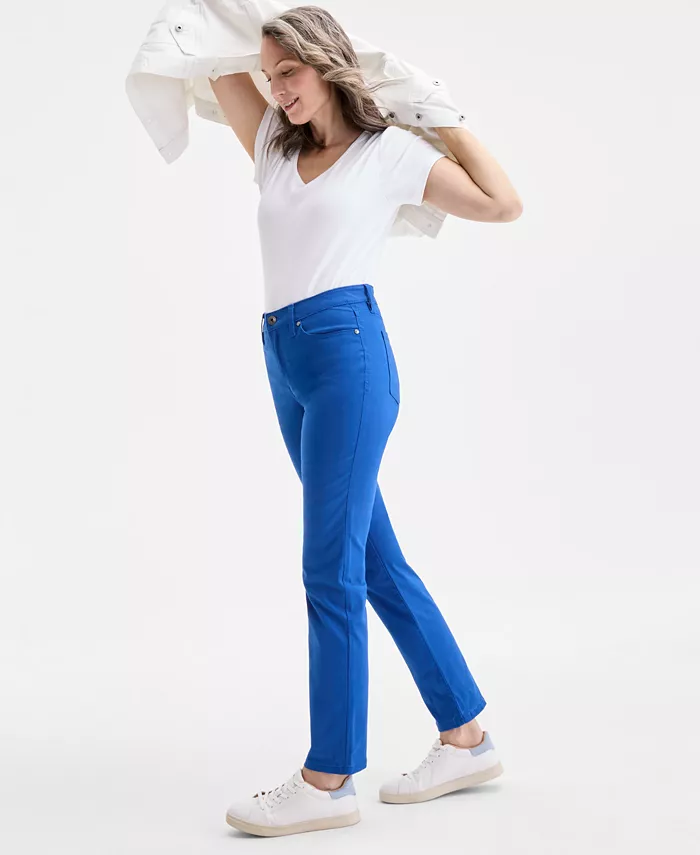 Style & Co Women's Straight-Leg High Rise Twill Pants Created For Macy's Women's Fashion Shoes & Accessories