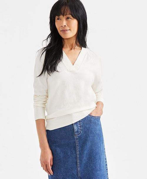 Style & Co Women's V-Neck Sweater Exclusively at Macy's Women's Fashion Shoes & Accessories