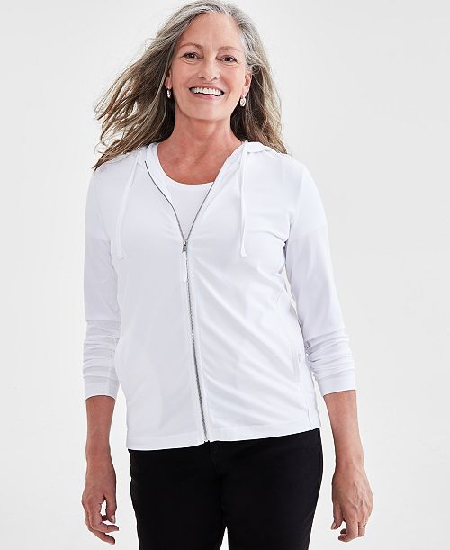 Style & Co Women's Zip-Front Hooded Sweatshirt Created For Macy's Women's Fashion Shoes & Accessories