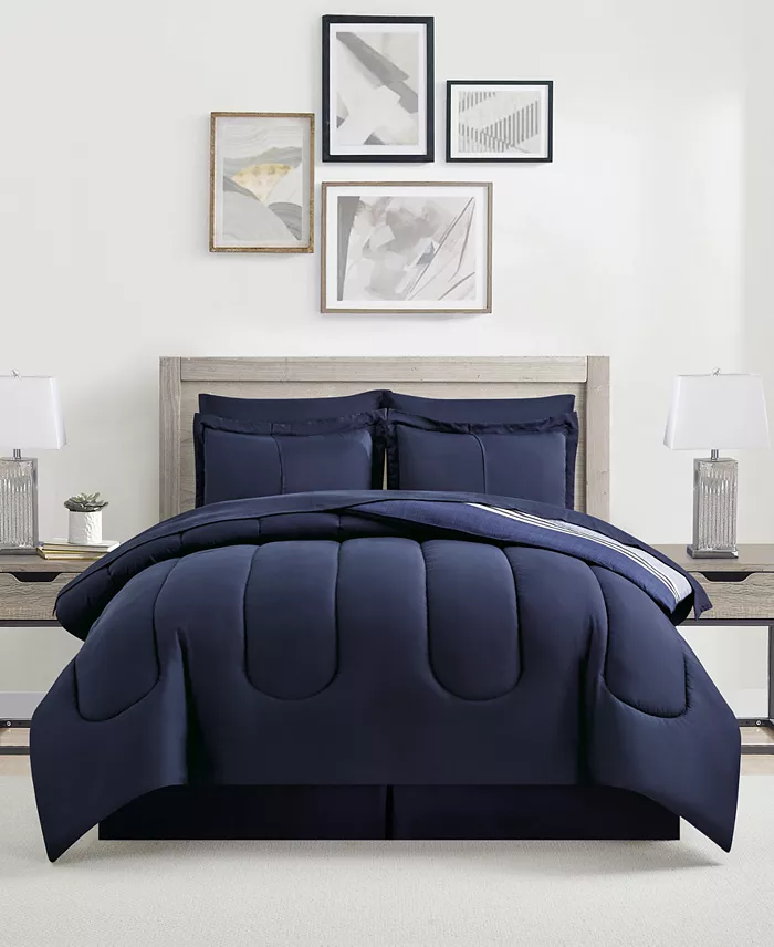 Sunham Aiden Striped 8-Pc. Comforter Sets Exclusively At Macy's Bed & Bath