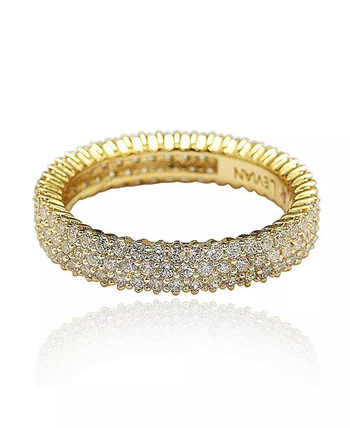 Suzy Levian New York Suzy Levian Sterling Silver Micro-Pave White Cubic Zirconia Eternity Band Ring Jewelry & Watches