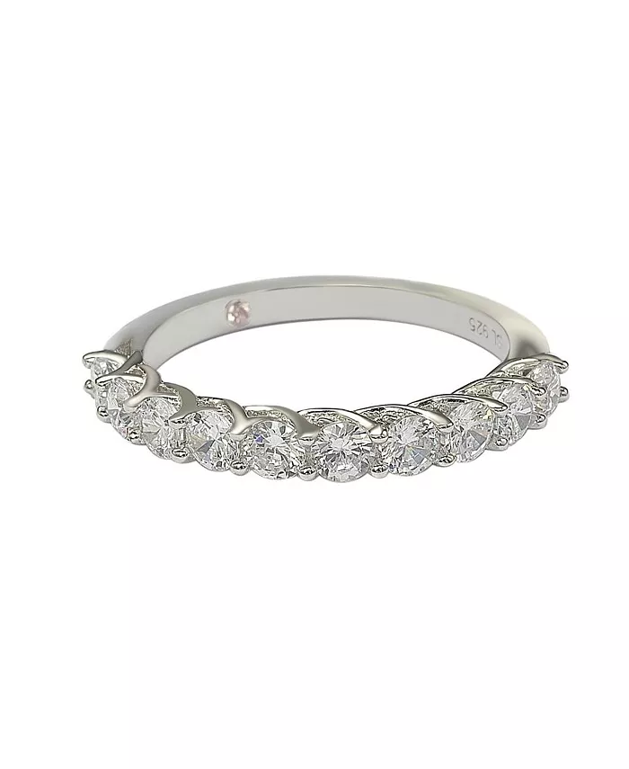Suzy Levian New York Suzy Levian Sterling Silver White Cubic Zirconia Half Band Ring Jewelry & Watches