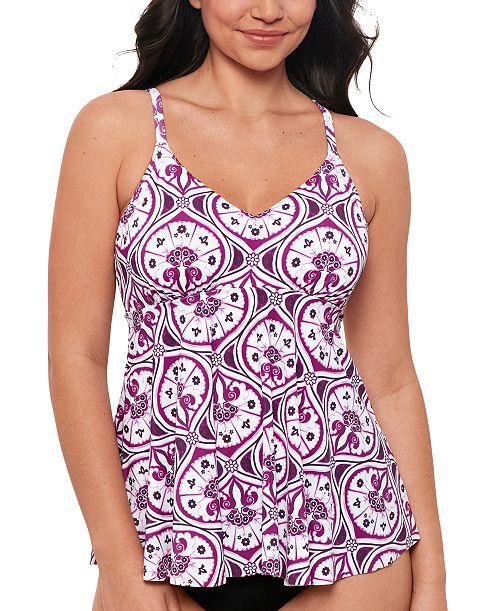 Swim Solutions Women's Tiletale V-Neck Tankini Top Created for Macy's Women's Fashion Shoes & Accessories
