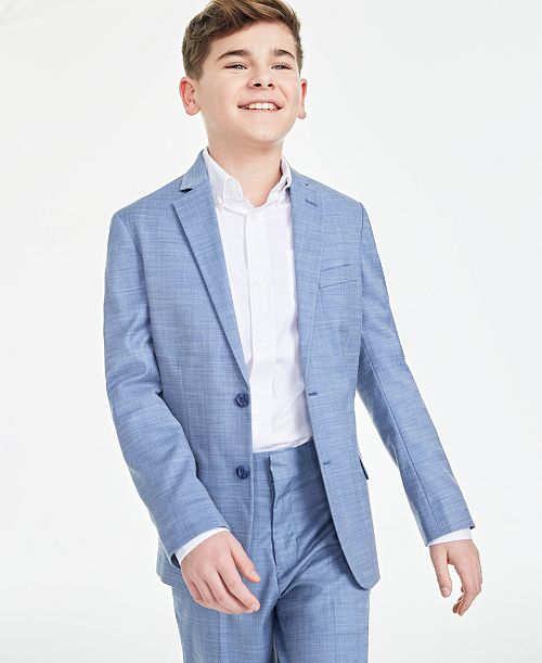 Tommy Hilfiger Big Boys Modern-Fit Stretch Sharkskin Suit Jacket Kids Tommy Hilfiger Big Boys Modern-Fit Stretch Sharkskin Suit Jacket Kids