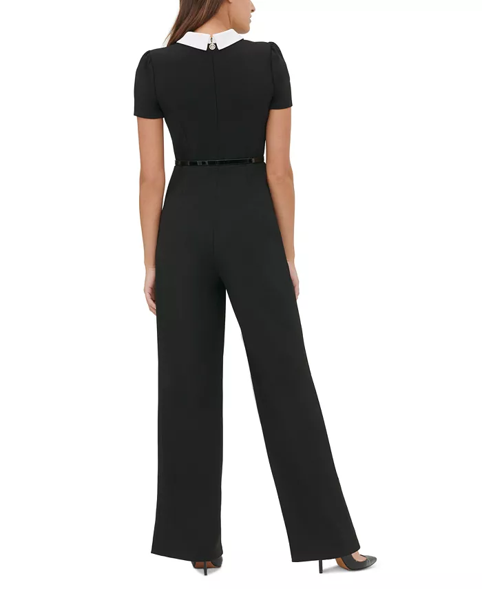 Tommy Hilfiger Collared Belted Jumpsuit Women's Fashion Shoes & Accessories