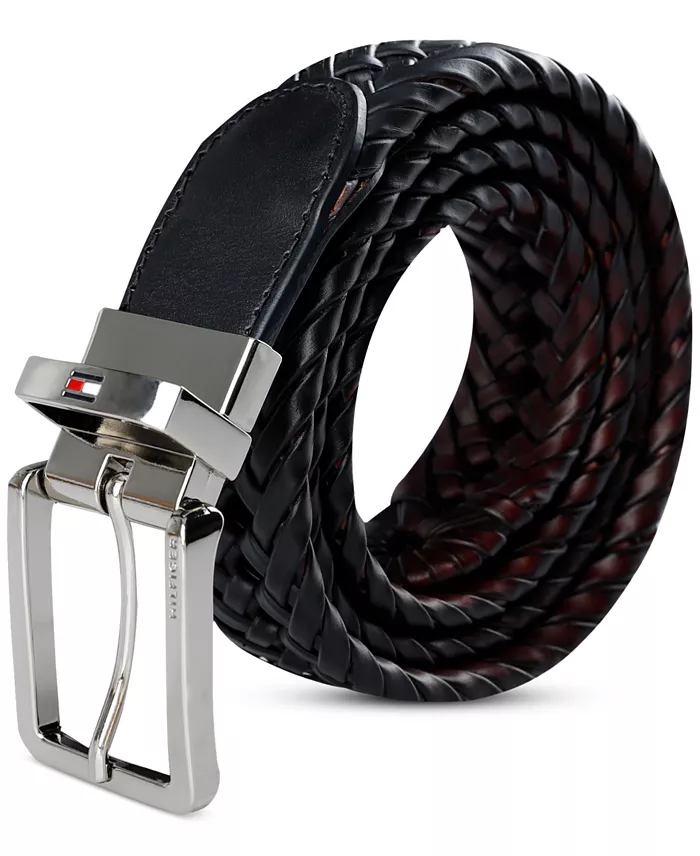 Tommy Hilfiger Men's Reversible Lace Logo Belt Men's Fashion & Accessories