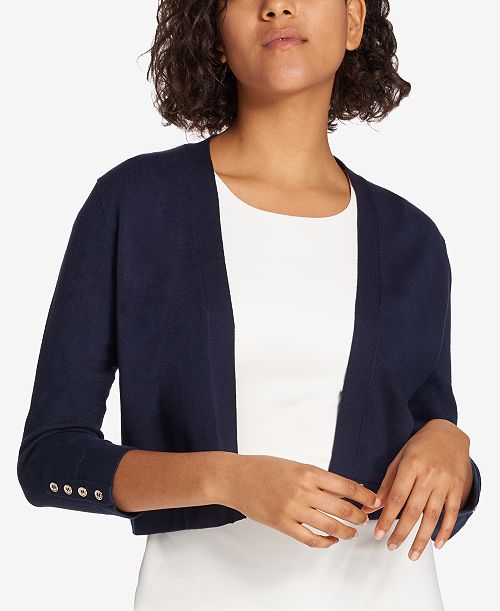 Tommy Hilfiger Women's Button Sleeve 3/4 Sleeve Cardigan Women's Fashion Shoes & Accessories
