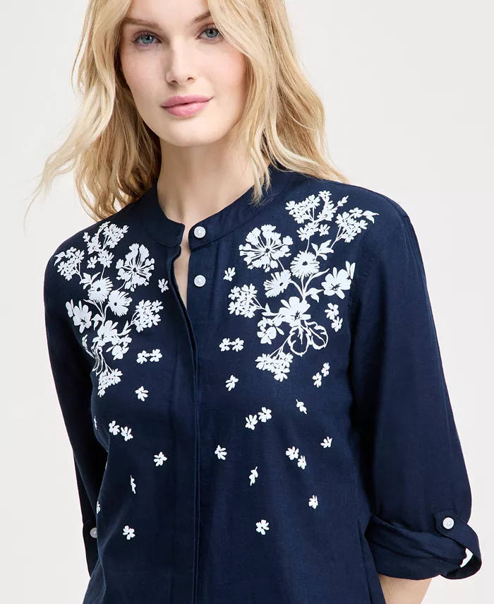 Tommy Hilfiger Women's Floral Puff-Print Tunic Women's Fashion Shoes & Accessories