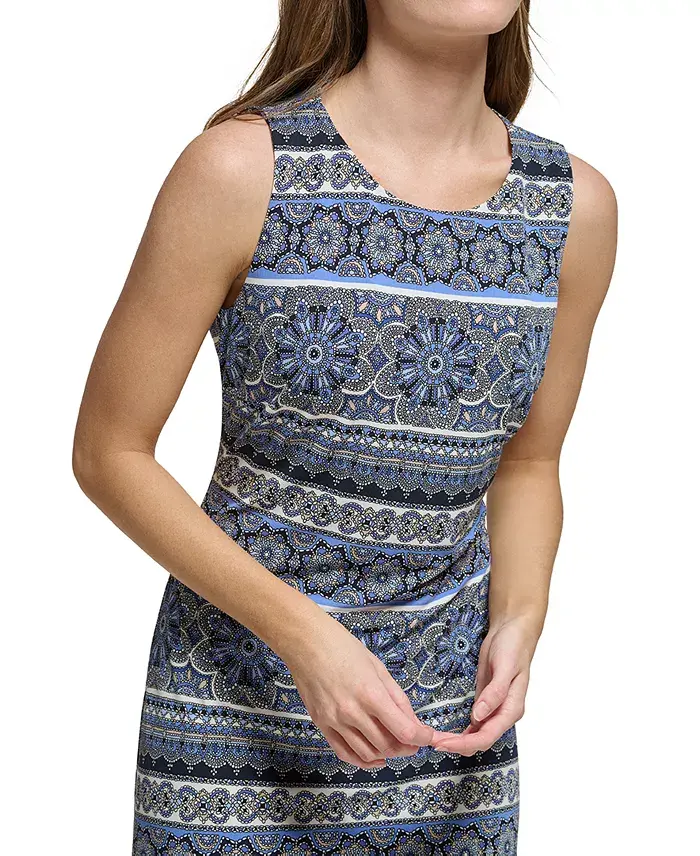 Tommy Hilfiger Women's Printed Jersey Sleeveless Dress Women's Fashion Shoes & Accessories