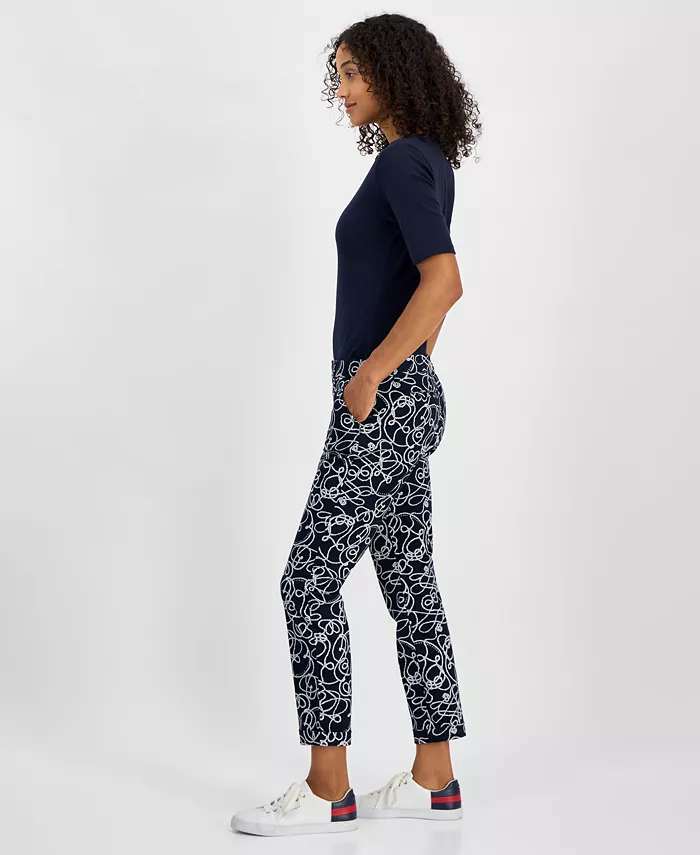 Tommy Hilfiger Women's Rope-Print Hampton Chino Pants Women's Fashion Shoes & Accessories
