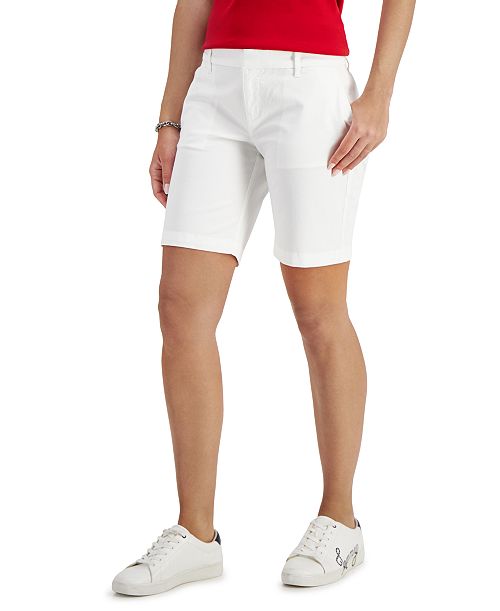 Tommy Hilfiger Women's TH Flex 9 Inch Hollywood Bermuda Shorts Women's Fashion Shoes & Accessories