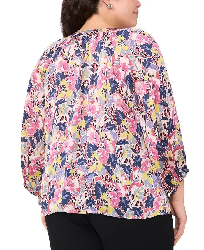 Vince Camuto Plus Size Printed Raglan-Sleeve Blouse Women's Fashion Shoes & Accessories