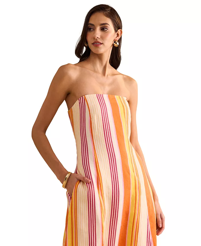 1.STATE Women's Striped Strapless Maxi Dress Women's Fashion Shoes & Accessories