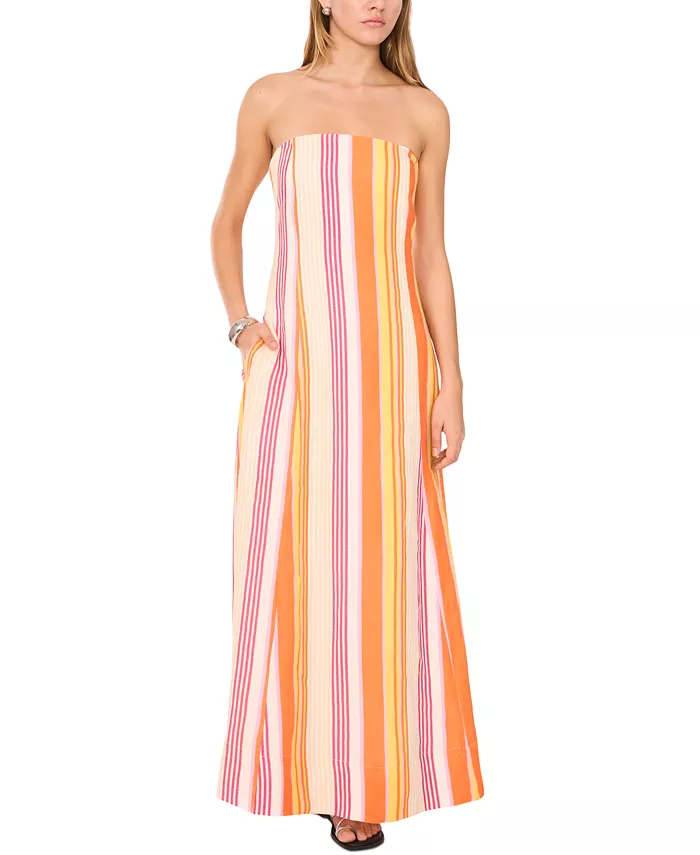 1.STATE Women's Striped Strapless Maxi Dress Women's Fashion Shoes & Accessories