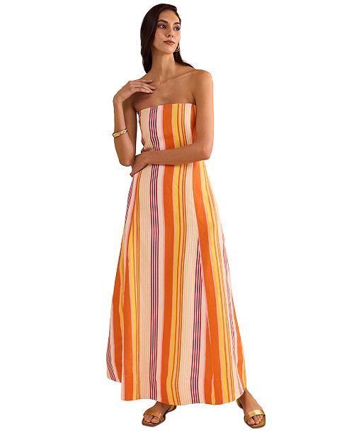 1.STATE Women's Striped Strapless Maxi Dress Women's Fashion Shoes & Accessories