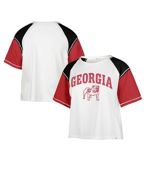 '47 Brand Women's White Distressed Georgia Bulldogs Serenity Gia Cropped T-shirt Sports Fan Shop