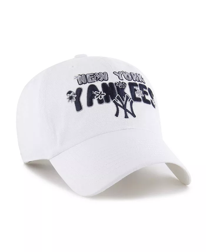 '47 Brand Women's White New York Yankees Flower Power Clean Up Adjustable Hat Sports Fan Shop