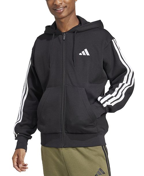 adidas Men's Regular-Fit 3-Stripes Full-Zip Fleece Hoodie Men's Fashion & Accessories