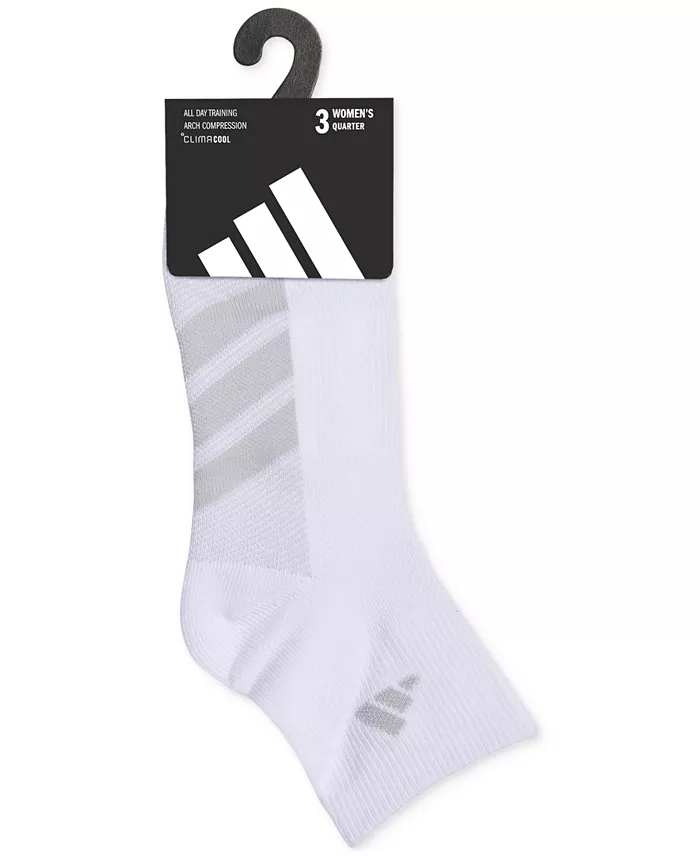 Adidas Women's 3-Pk. All Day Training Quarter Socks Women's Fashion Shoes & Accessories
