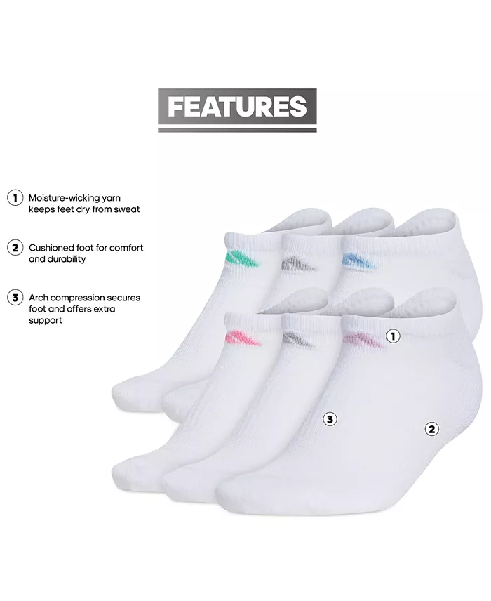 Adidas Women's 6-Pk. Athletic Cushioned No-Show Socks Women's Fashion Shoes & Accessories