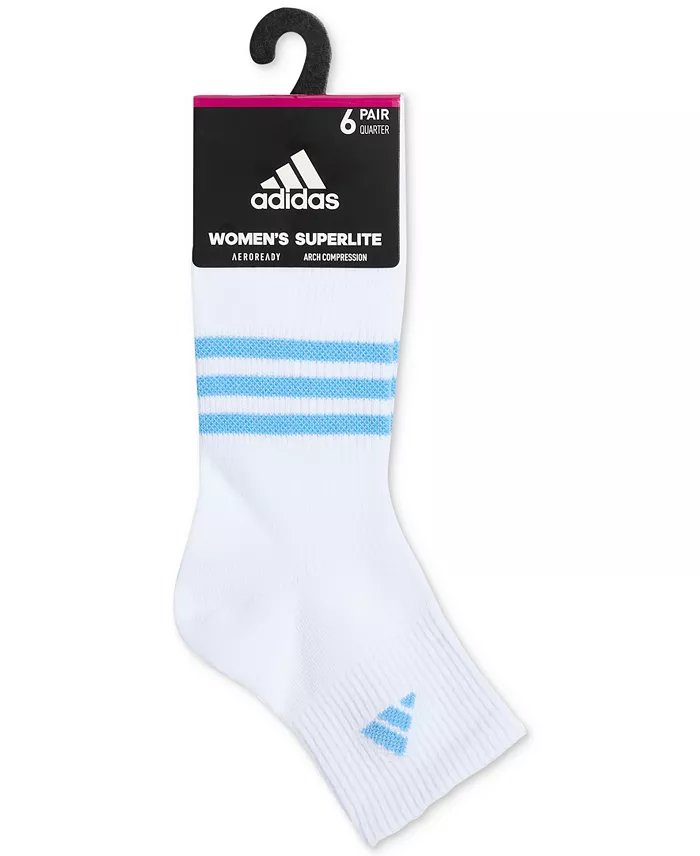 Adidas Women's 6-Pk. Superlite 3.0 Quarter Socks Women's Fashion Shoes & Accessories