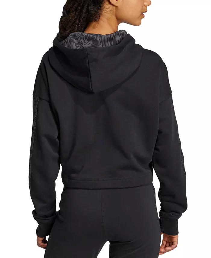 Adidas Women's Printed 3-Stripe French Terry Pullover Hoodie Women's Fashion Shoes & Accessories