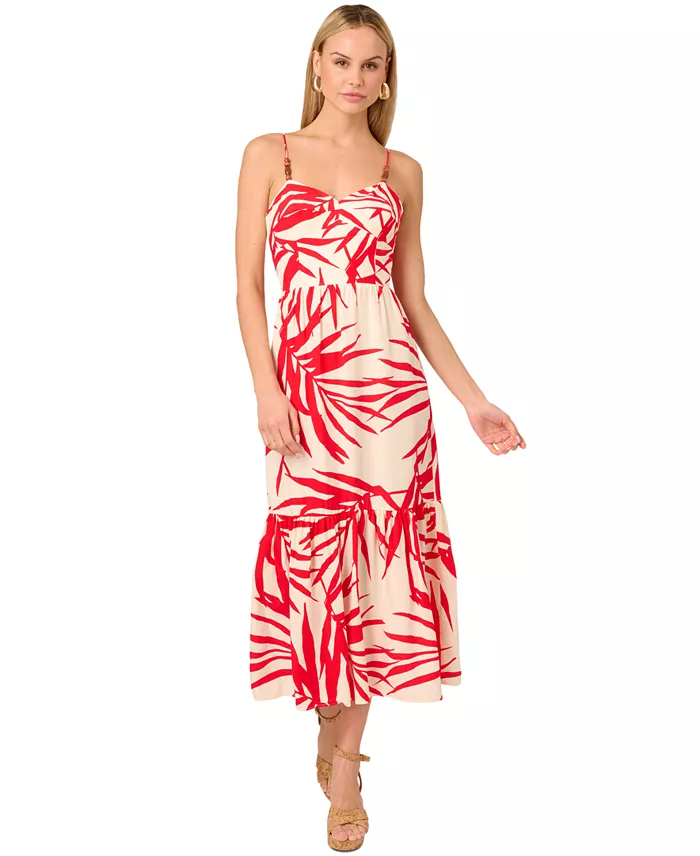 Adrianna By Adrianna Papell Printed Sleeveless Midi Dress Women's Fashion Shoes & Accessories